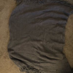 Gray Fringe Poncho
